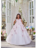 Short Sleeves Tulle Rosette Fiarytale Flower Girl Dress